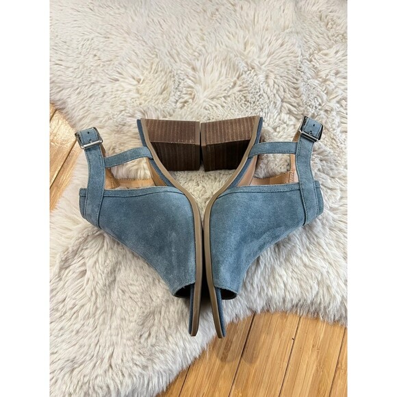 Franco Sarto Blue Suede T-Strap Heron Heels Size 8.5M - Picture 7 of 11